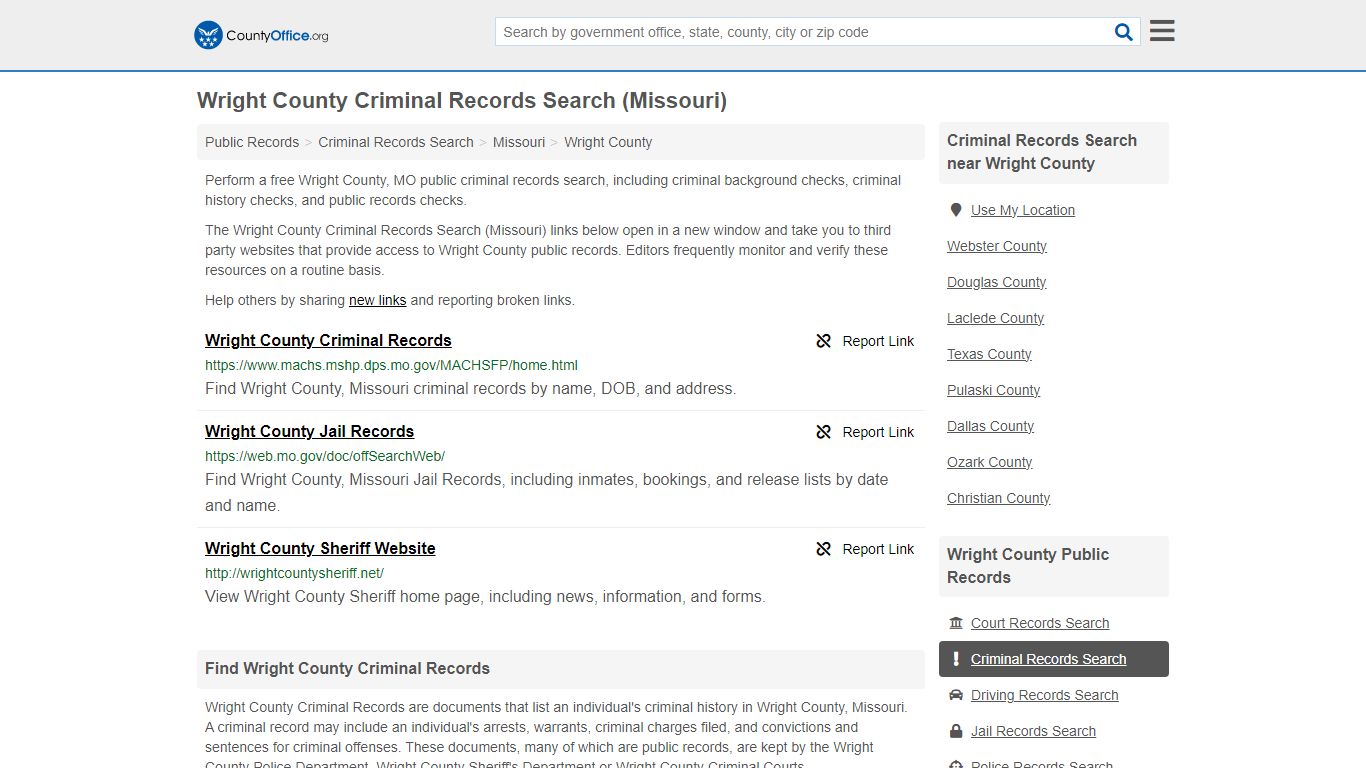 Criminal Records Search - Wright County, MO (Arrests, Jails & Most ...